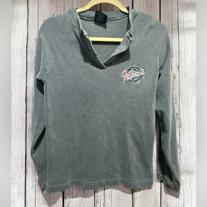 Women's Vintage 90's Harley Davidson Motorcycles Black Henley T Shirt Tee Sz L